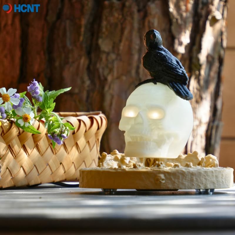 Magnetic Hanging Yellow Skull Head Lamp | 360° Rotating, Creative Gothic Decor for Home, Office, Coffee Shop, Library & Exhibition Hall