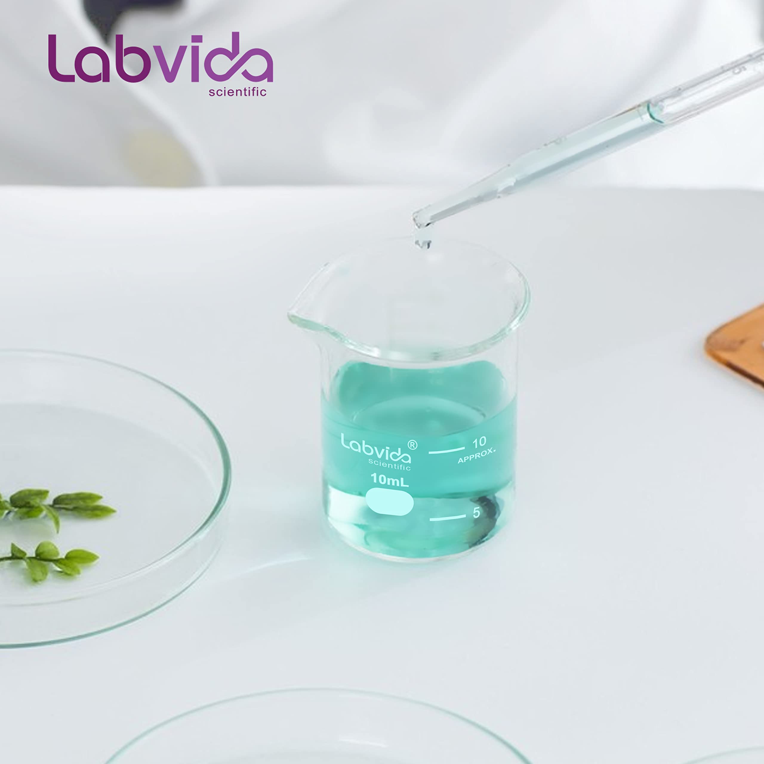 12pcs de vasos de vidrio de forma baja, 3.3 borosilicato con graduación impresa, Vol.10ml, LVA036