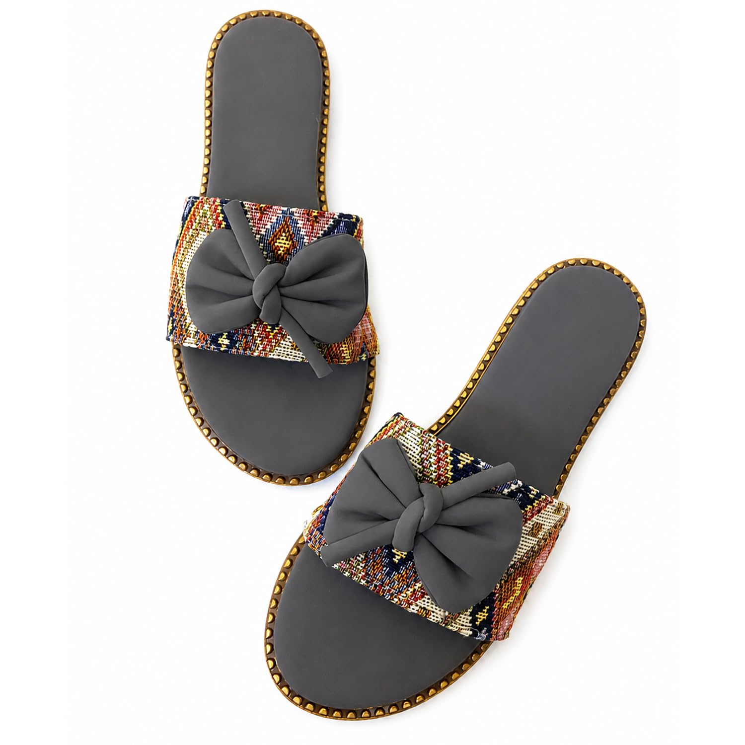 Women's Stylish Flat Slide Slippers | Comfortable Casual Open Toe Slip-On Sandals | Knot Design Fashion Flats for Women & Girls-image-43