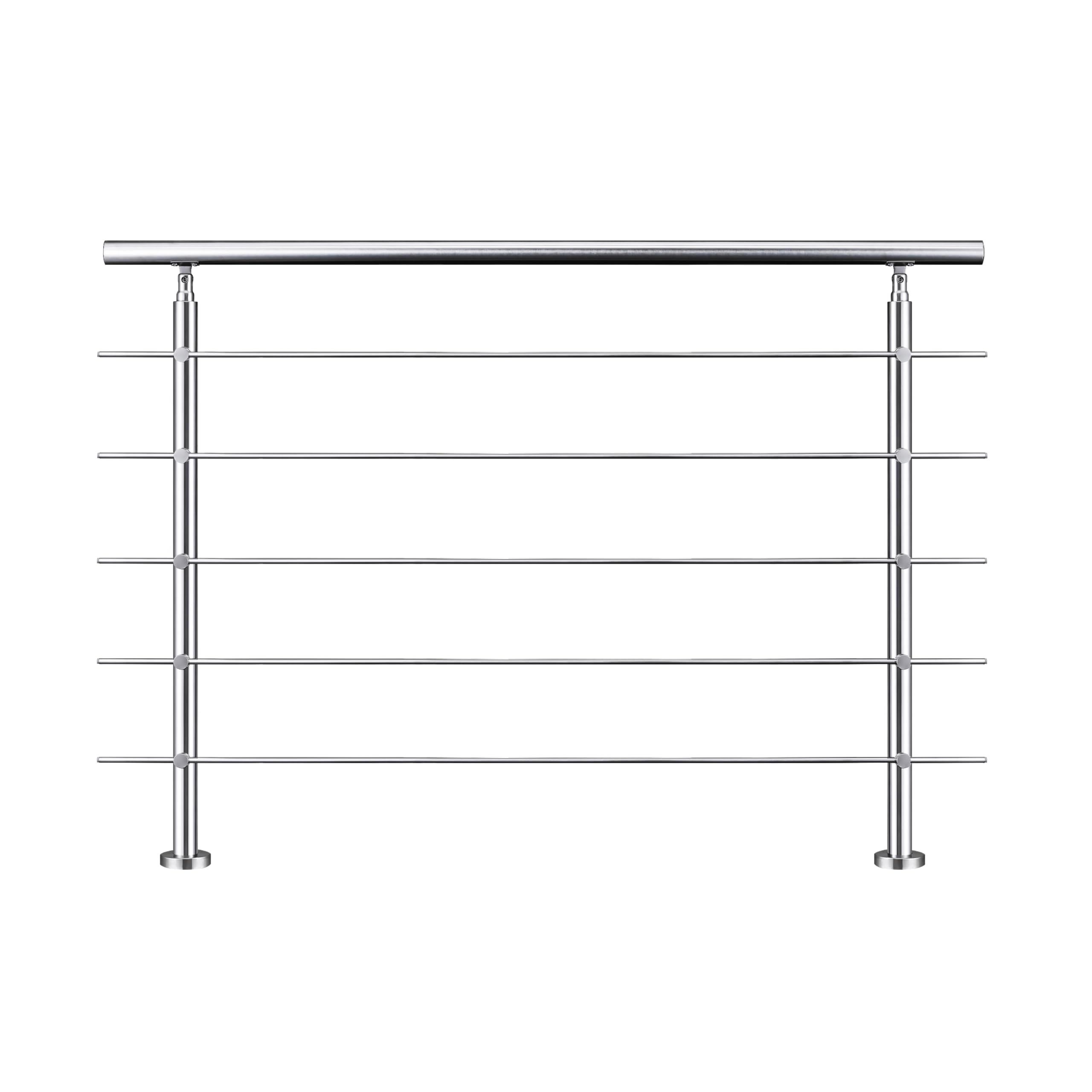 AICA Barandilla de escalera de acero inoxidable - pasamanos de escalera para interior y exterior escaleras, parapeto, balcón (150 cm 5 barras transversales ）
