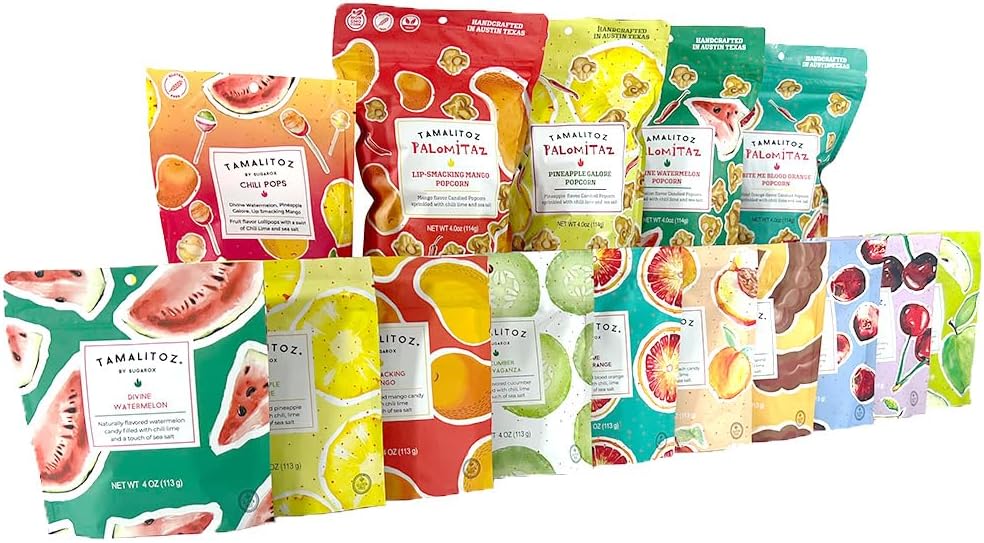 Tamalitoz by Sugarox - Whole Enchilada Pack: 10 Candy Flavors, 4 Kettle Corn Flavors and 1 pouch Chili Pops