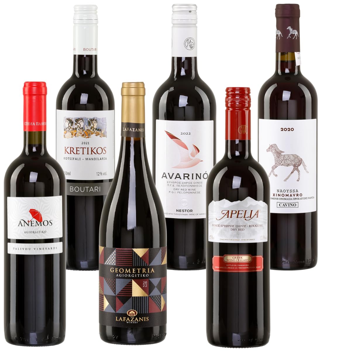 Griechischer Rotwein fruchtig-trocken 6x 0,75l Probierset | Rotweine aus Griechenland | Griechisches Weinpaket