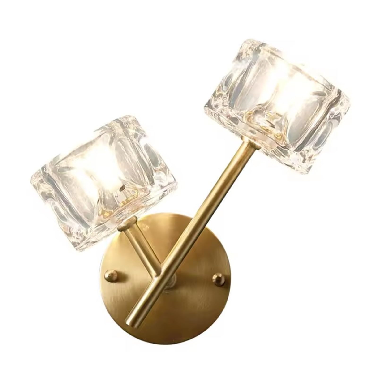 ASerZenith Nordic Minimalist Crystal Copper Wall Lamp Living Room Corridor Aisle Background Decor Stairwell Entrance Bedroom Bedside Light,Warm Light-2 Heads