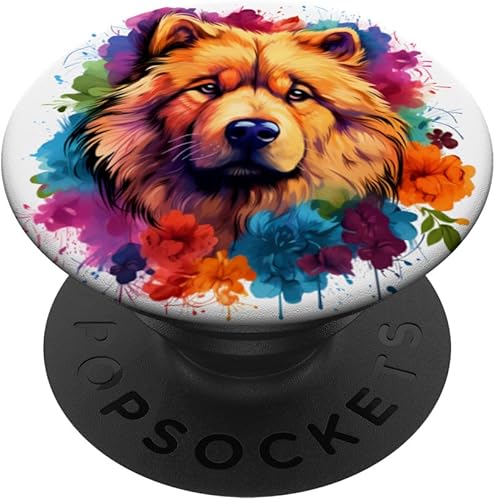 Colorido Chow Chow Acuarela Perro Mascota Mamá Chow Chow PopSockets Estándar PopGrip