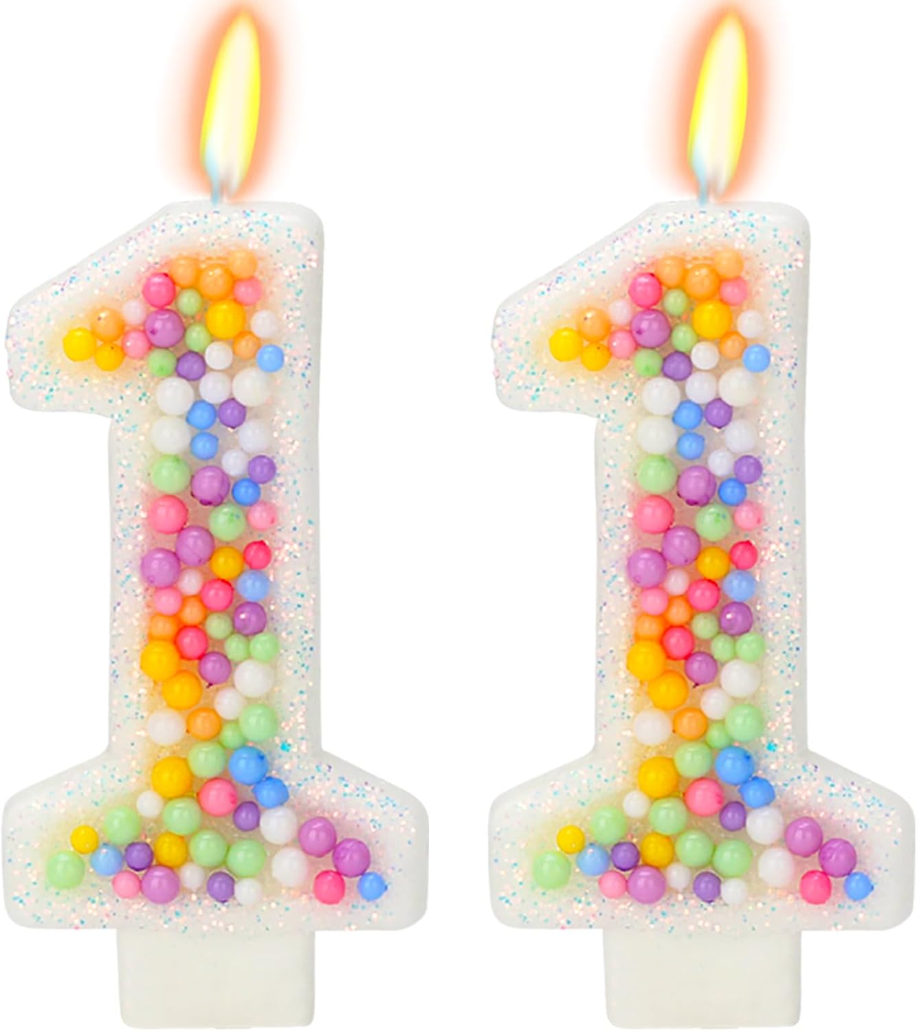 11th Birthday Candle for Cake, Colorful Macaron Numeral Candles for Boys/Girls, Theme Birthday Party Cake Decorations, Cake Topper for Birthday Party Supplies (Number 11) White Number 11