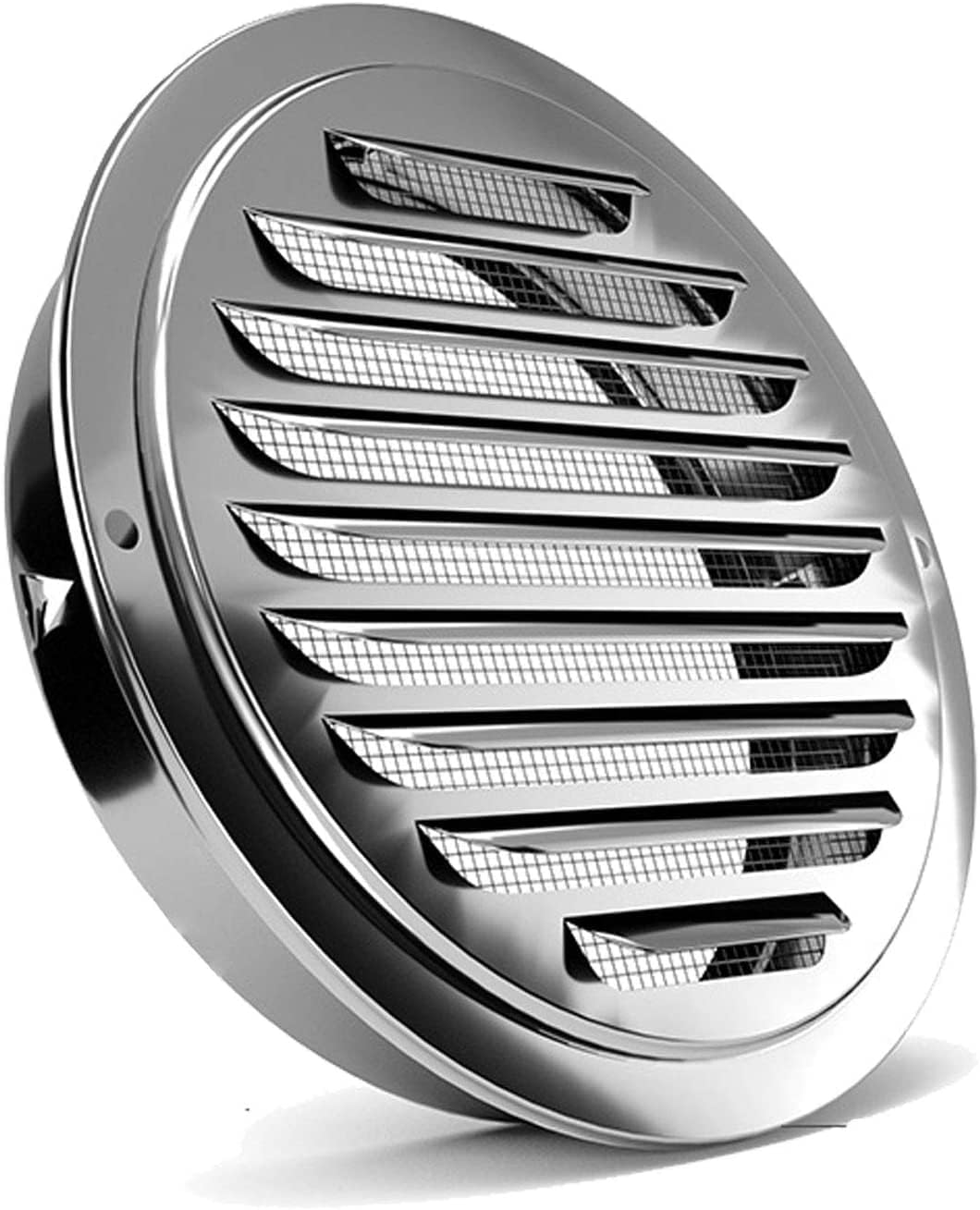 Armear Stainless Steel Air Vents, Louvered Grille Cover Vent Hood Flat Ducting Ventilation Air Vent Wall Air Outlet with Fly Screen Mesh (4inch)