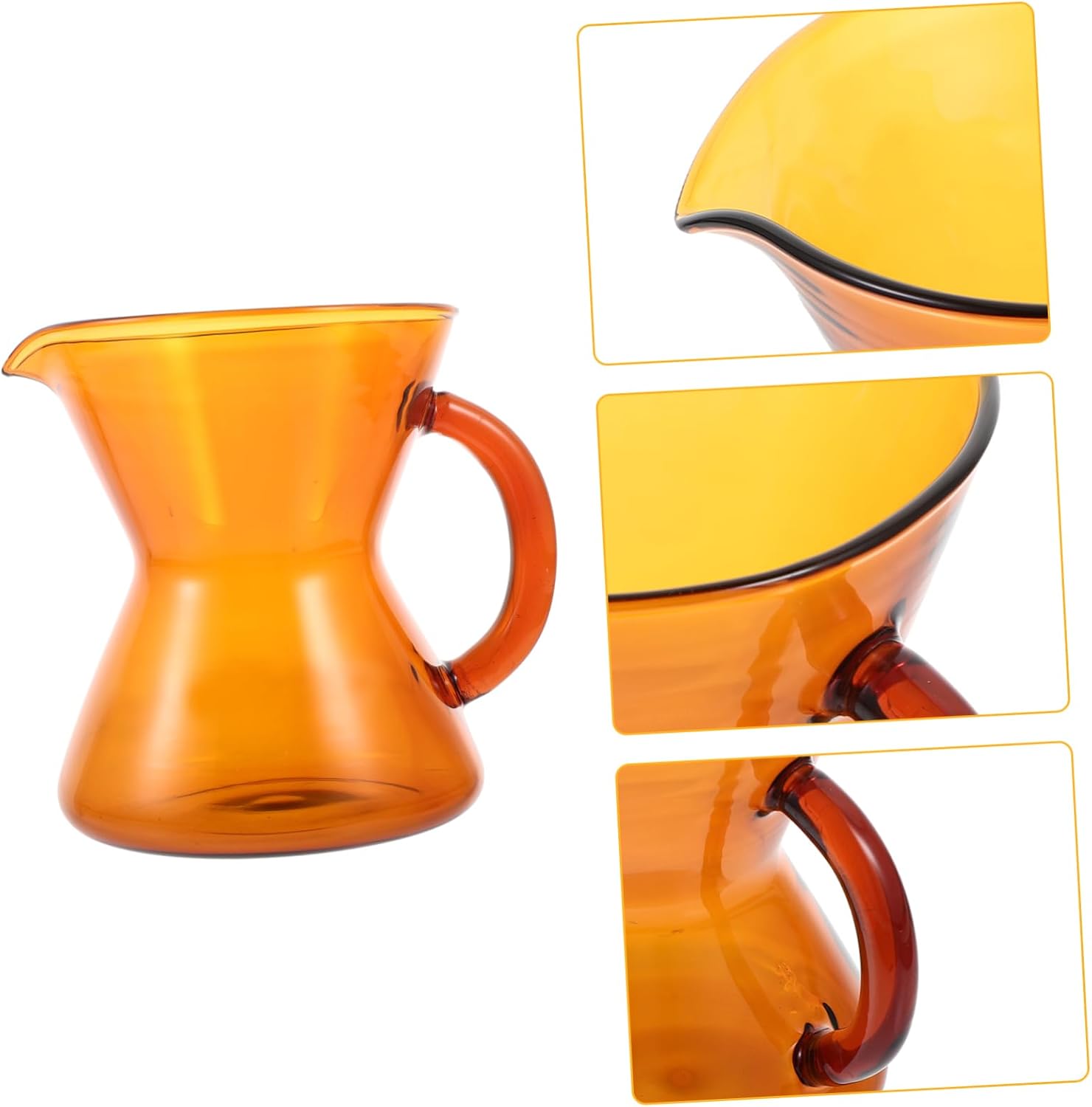 Healifty Elegant Glass Coffee Pot with Ergonomic Heat Resistant Handle Creative Pour Spout Coffee Dispenser and Sauce Pitcher for Home and Kitchen Teaware