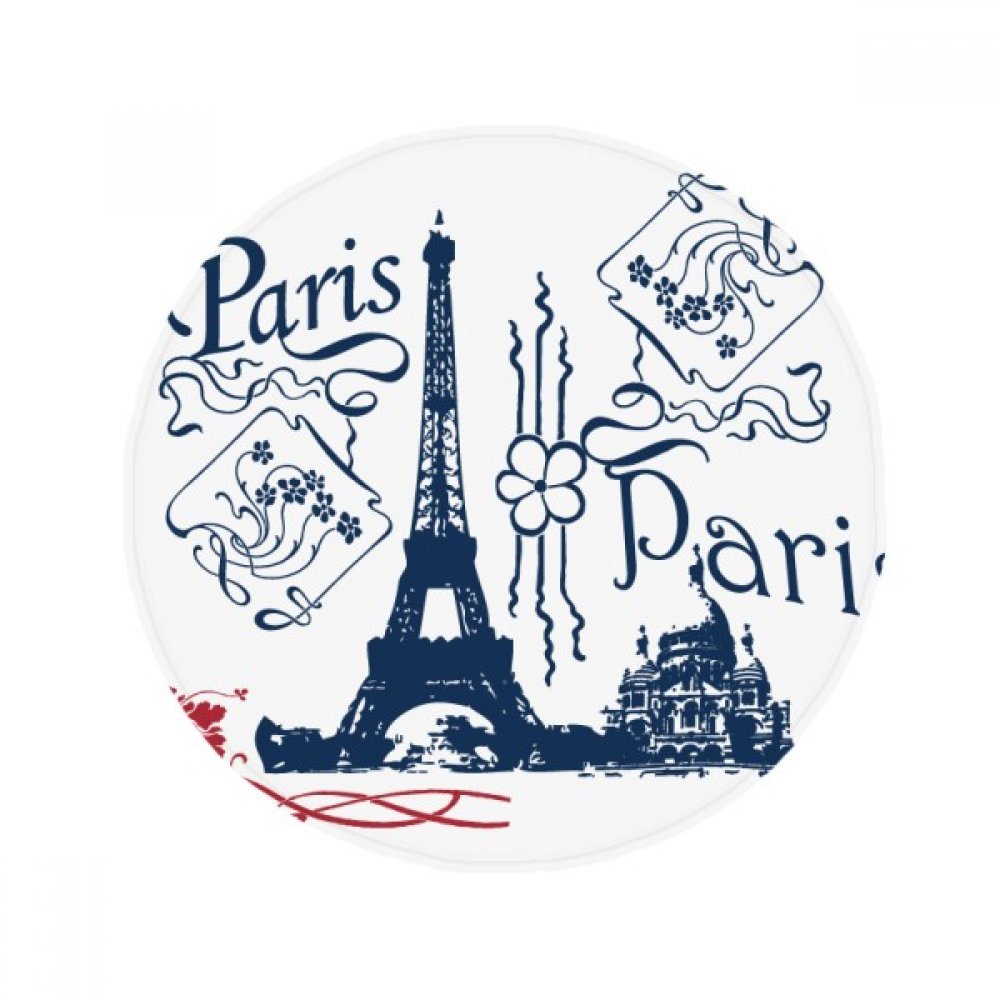 Tapis de sol rond Tour Eiffel dessin 50x50 cm en polyester antidérapant multicolore