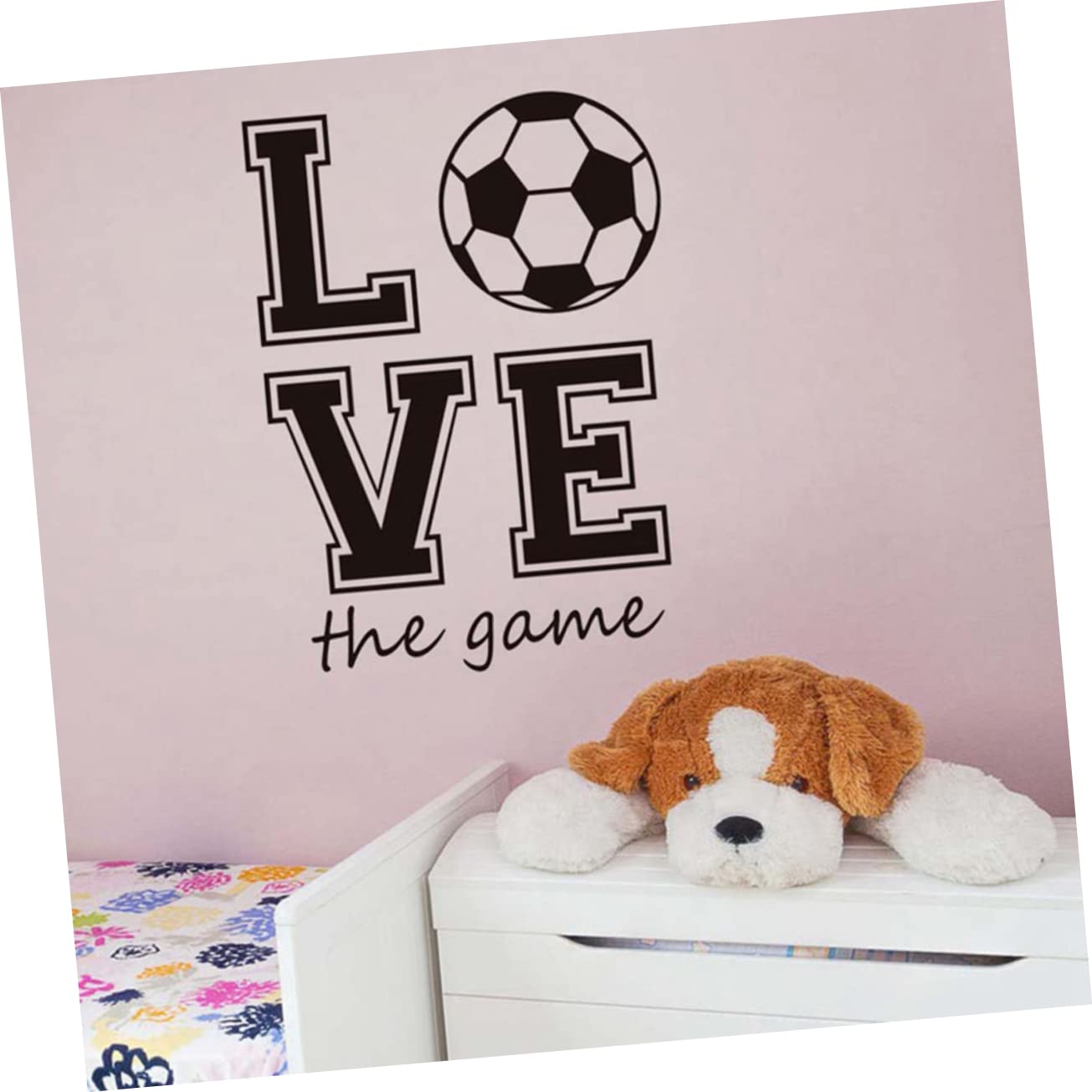 Housoutil 3piezas Pegatina De Pared De Fútbol Love Artículo Removible Stickers Decorativos Para Sala De Estar y Dormitorio Negro
