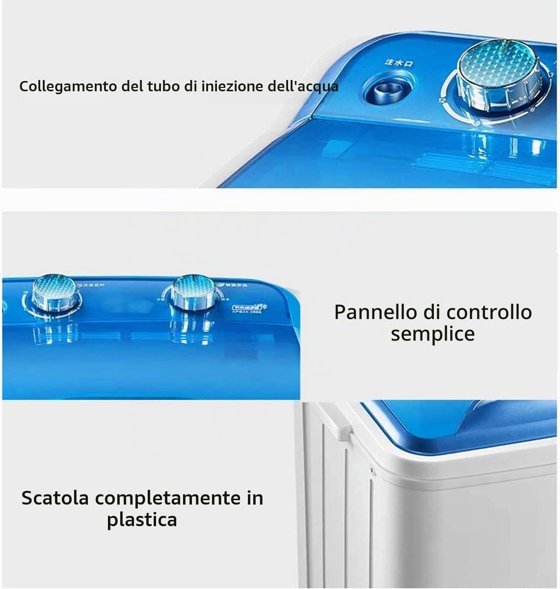 Lavatrice Portatile 7KG capacità Totale Lavaggio Singolo Vasca Centrifuga Disidratazione Pulizia Profonda UV Compatto per dormitori da Campeggio Appartamenti Camere,Nero