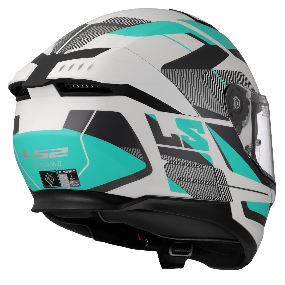 LS2, Integraler Motorradhelm STREAM II ROAD Matt Cyan Light Grey