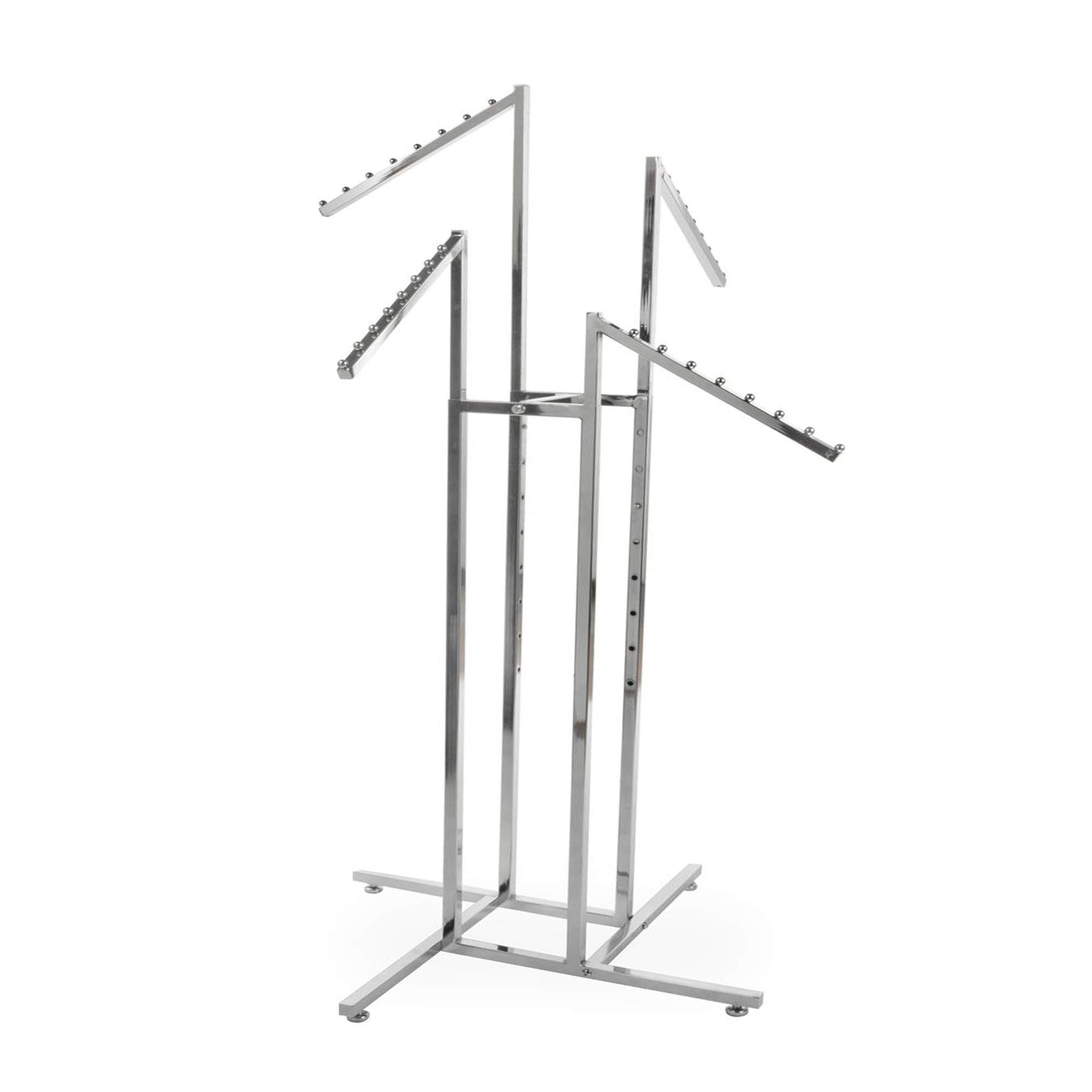 Heavy Duty 4 Way Slope Clothes Rail Shop Display Garment Rack Floor Stand