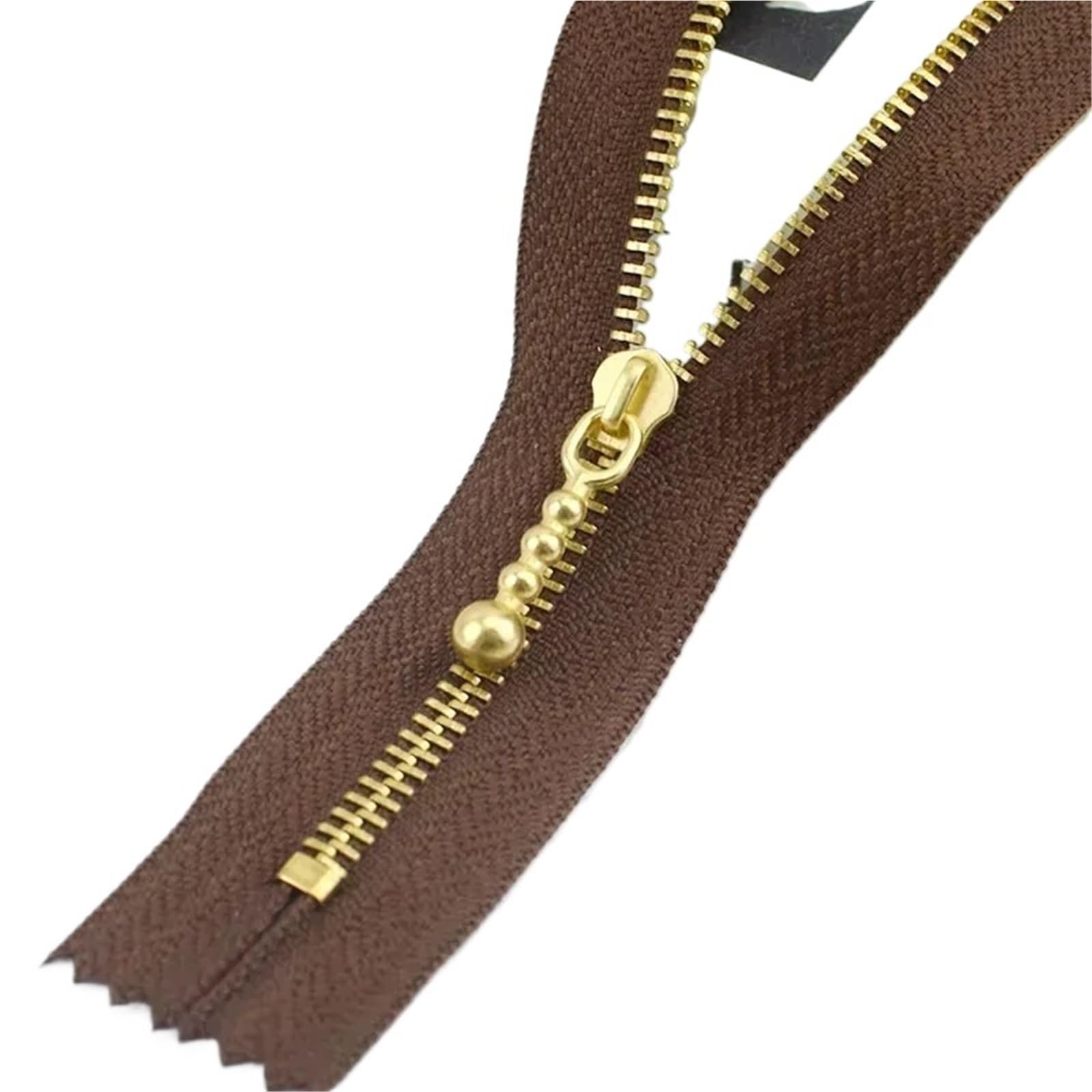 Cremallera de Metal for chaqueta, cremalleras con bloqueo automático, bolsillo reparación, cierre cremallera, Kit costura repuesto, 10/20 piezas, 12-40cm, 3#(CoffeeGold,20cm-20Pcs)