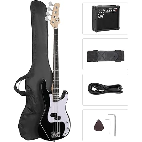 GLARRY Electric Bass Guitar 4-String Beginner's Kit with AMP
