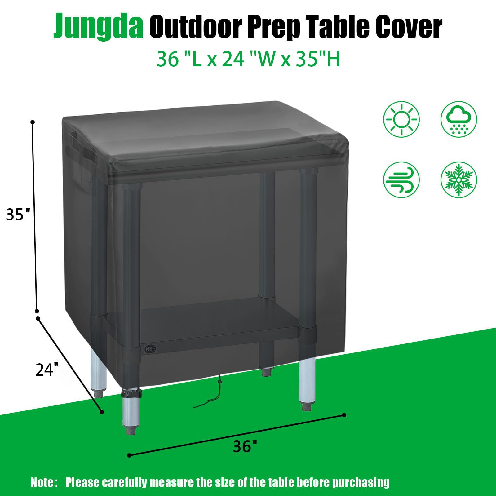 Copertura per tavolo da lavoro per esterni, 91 x 61 x 89 cm, impermeabile, in acciaio inox, per barbecue, carrello per pizza e forno