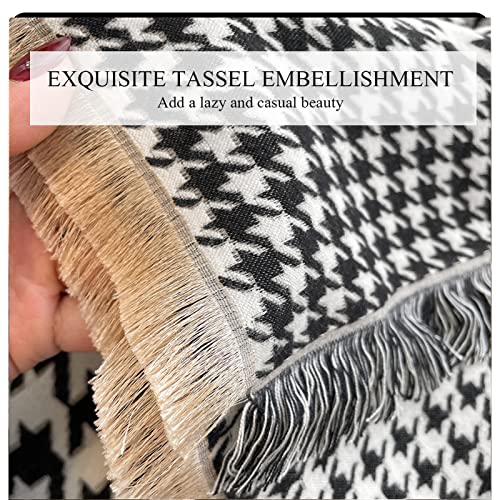 Winter Warm Cashmere Shawl Large Scarf Women Houndstooth Check Pashmina Scarves With Tassel Soft Thicken Wrap Cape4
