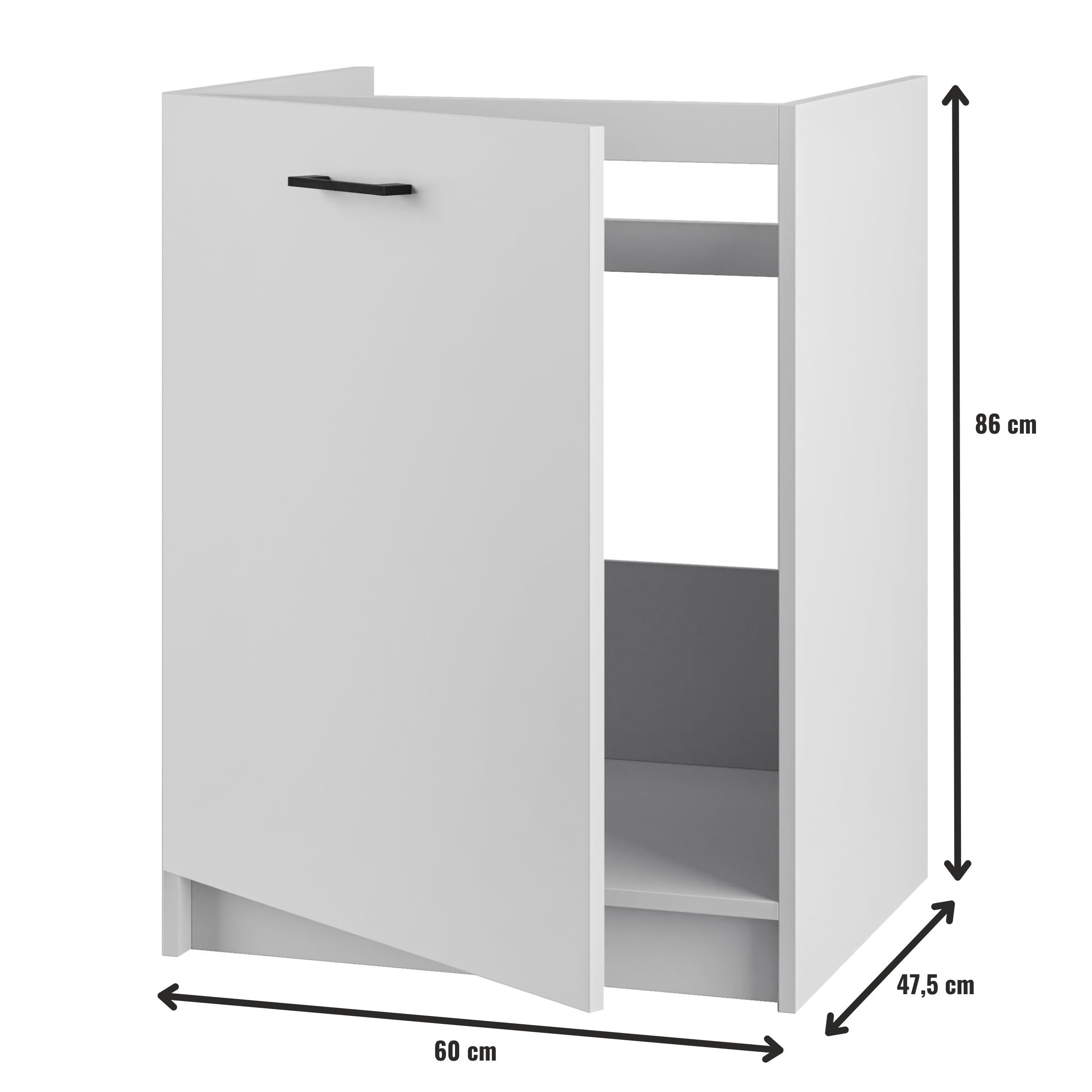Spülenschrank für die Küche unter der Spüle mit Arbeitsplatte - 60 cm Breite - einfach zu montieren - mit Platz für Griffe - hohe Qualität -ideal für kleine Küchen (Weiß Matt)