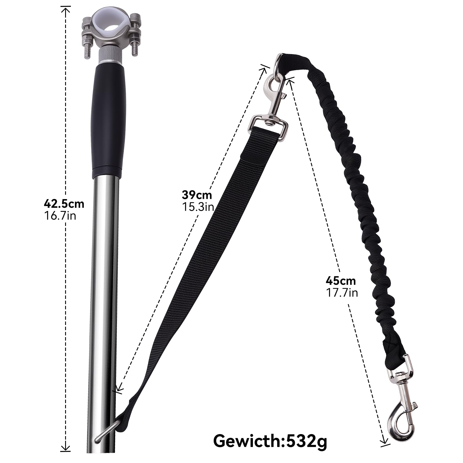 Pietenjoy Hands Free Dog Bike Leash - Heavy Duty Bicycle Attachment with Quick Connect & Buffer Rope, Fit Leash for Medium Large Dogs - Cycling, Jogging, Outdoor Exercise (Black)