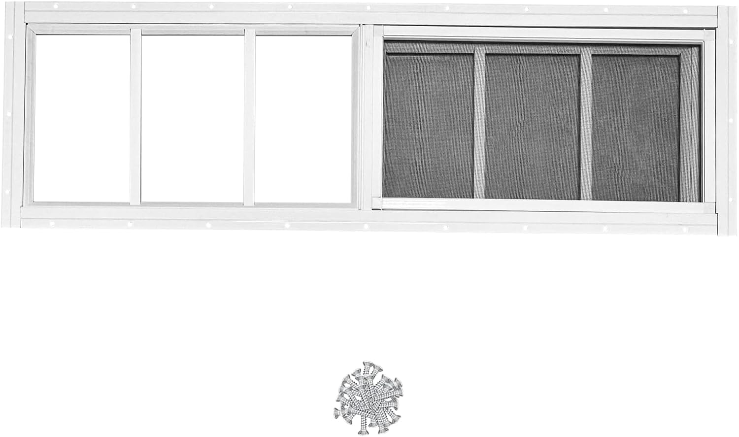 Hryan Sliding Shed Transom Window for Playhouse, Chicken Coop and Garage, Fixed Metal Tempered Glass Replacement Casement for barn house, ventanas de casa (10" x 35" 1Pack)