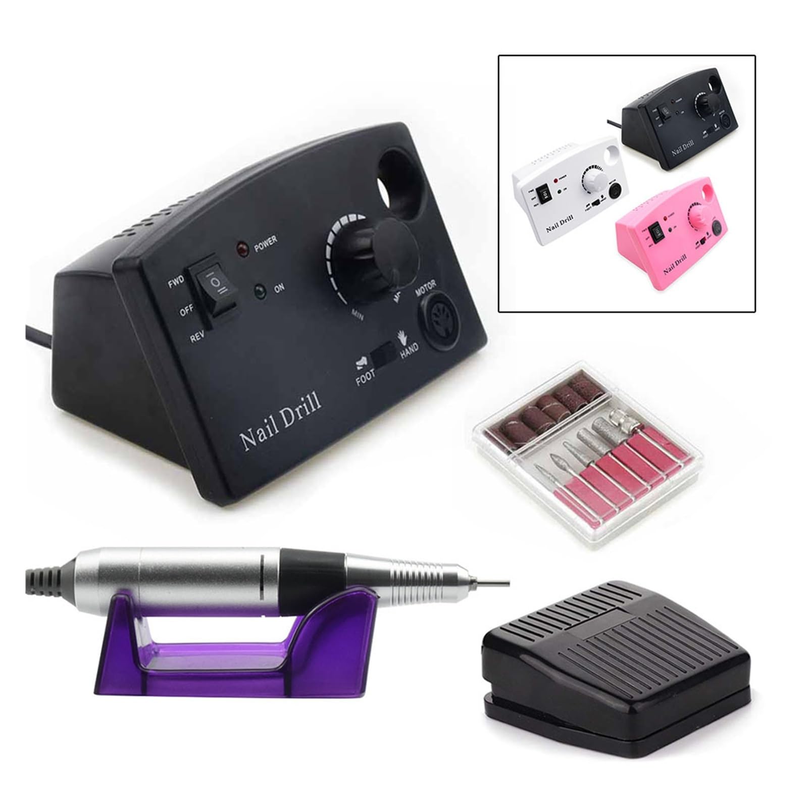 Frezarka do paznokci, Elektryczna wiertarka do paznokci, profesjonalna akumulatorowa maszyna do manicure 35000 obr./min, wiertarka do paznokci do Manicure Pedicure Nail Art(PINK)