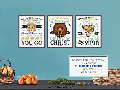 Miniatura 6 de Religious Educational Christian Home Decor Wall Art Set - Scripture Bible Verse Quotes - Jungle Animals Decorations for Boys Bedroom, Kids Room,