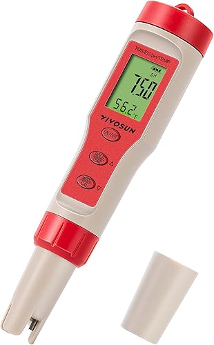 VIVOSUN Medidor de pH digital 4 en 1 con función de pH/TDS/EC/Temp, rango de medición de pH 0-14.0, medidor de calidad de agua de precisión de pH