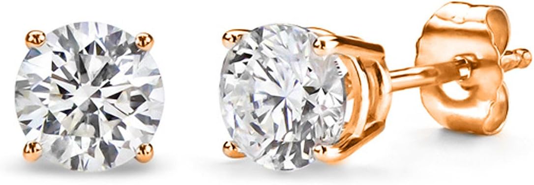 FANTOM Exquisite 2.00 Carat Total Weight Cubic Zirconia Round Solid Silver Stud Earrings