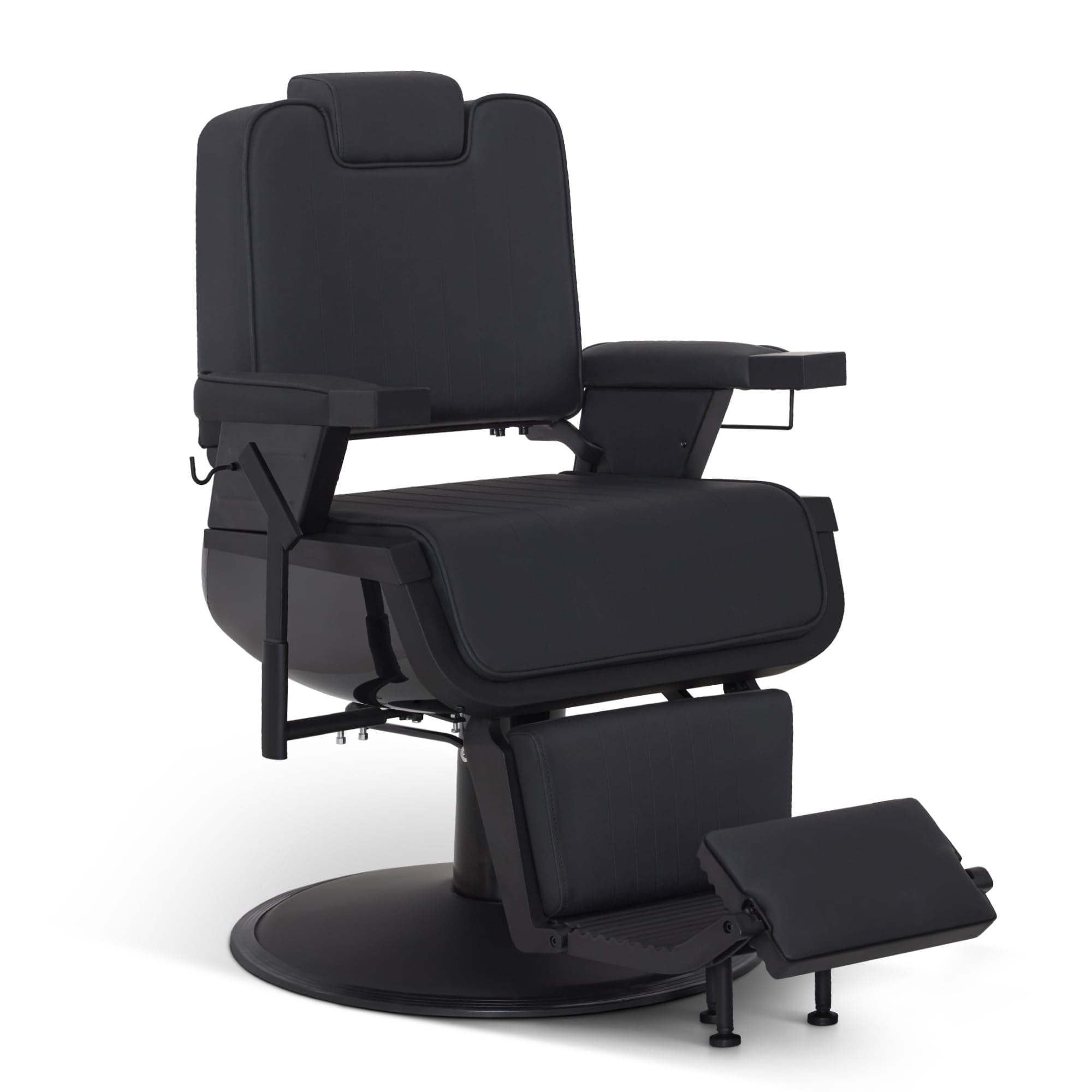 BarberPub Sillón de peluquería con reposacabezas inclinable, Equipo de peluquería con Bomba hidráulica giratoria 360°, sillón de Servicio Regulable en Altura, 3823 (Negro)