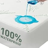 Cooling Queen Mattress Protector-100% Waterproof & Noiseless Rayon Fiber Mattress Cover (60
