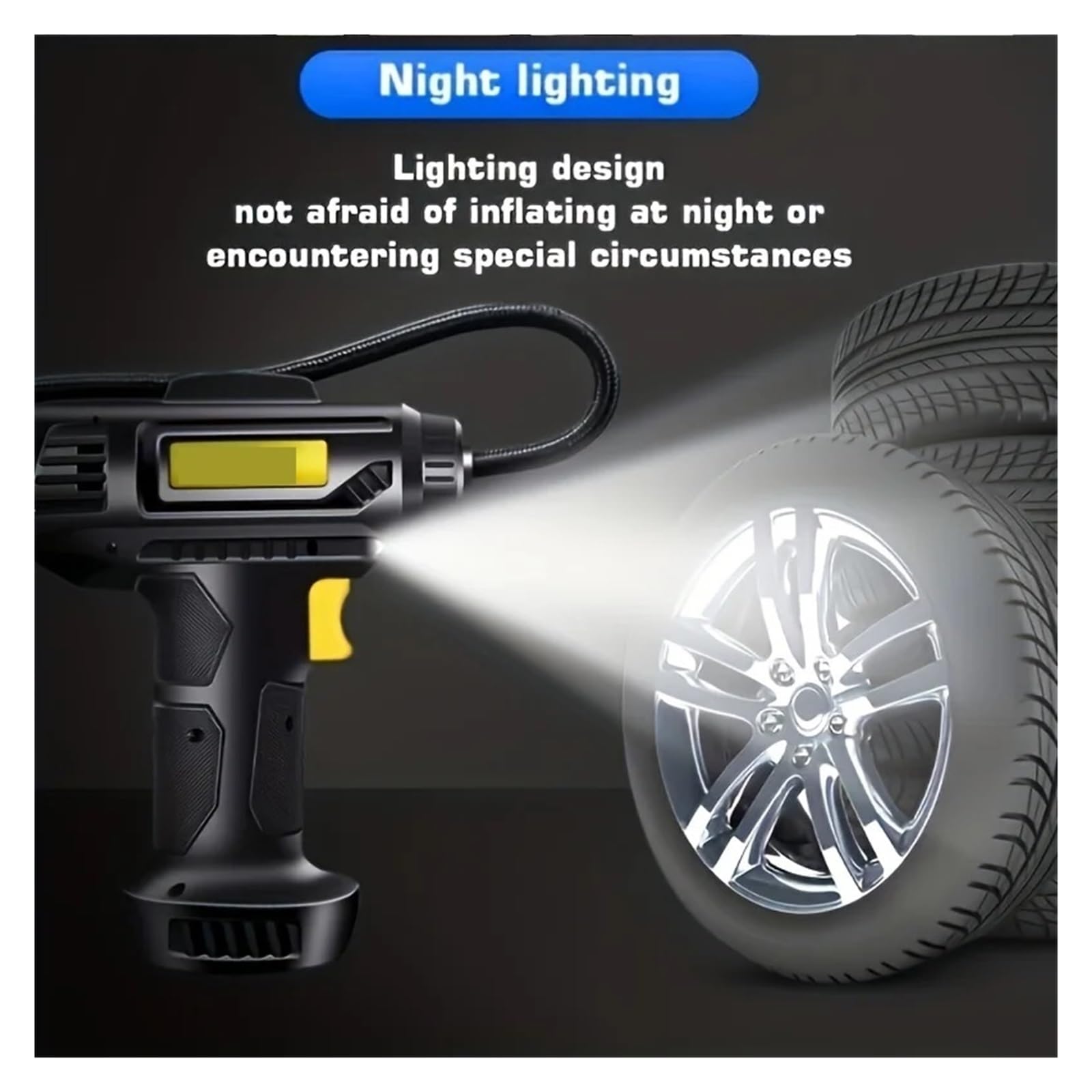 Bandenpomp draagbare luchtcompressor - 4x snellere inflatie, 150PSI luchtpomp voor autobanden met digitale manometer/LED-licht, 20000mAh draagbare bandenpomp voor auto, moto, fiets, bal, enz