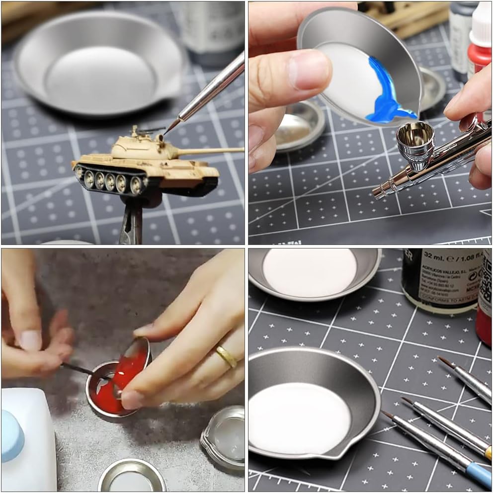 Miniatura 5 de DIYESMART 24 bandejas de paleta de pintura de acero inoxidable (8 piezas sin boquilla de vertido) y 8 cuentagotas de 0.11 fl oz, uso versátil para