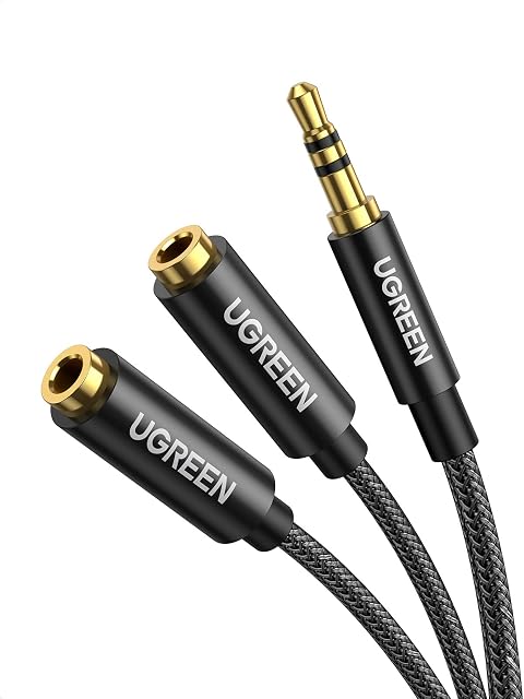UGREEN 3.5mm Audio Splitter Cable Męski na Podwójny Żeński Kabel Adaptera Zestawu Słuchawkowego,20CM.