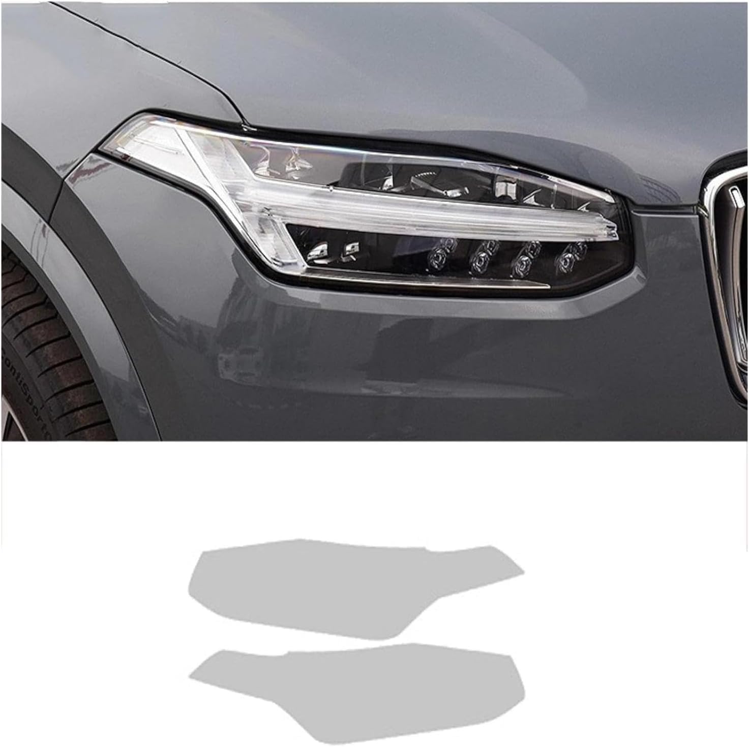 SamLng Car Front Light Film for Volvo XC90 2015-2020 Car Headlight Film Front Light Transparent Blackened Moulding Vinyl Protection Sticker Car Light Film
