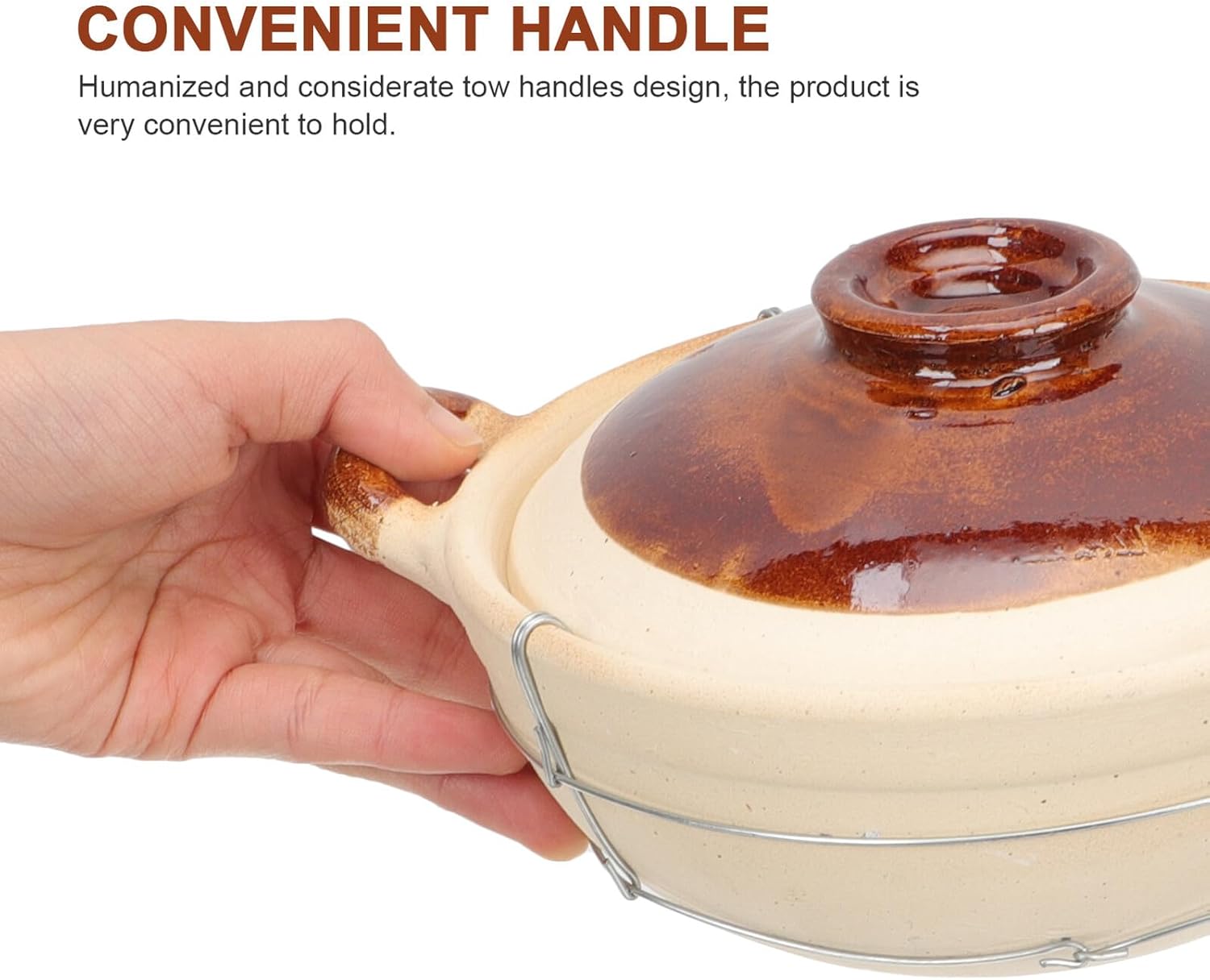 Household Single Handle Casserole Pot Stewing Cooking Pot for Rice Soup and Braised Dishes Heat-resistant Kitchen Cookware for Home Use and Family Gatherings