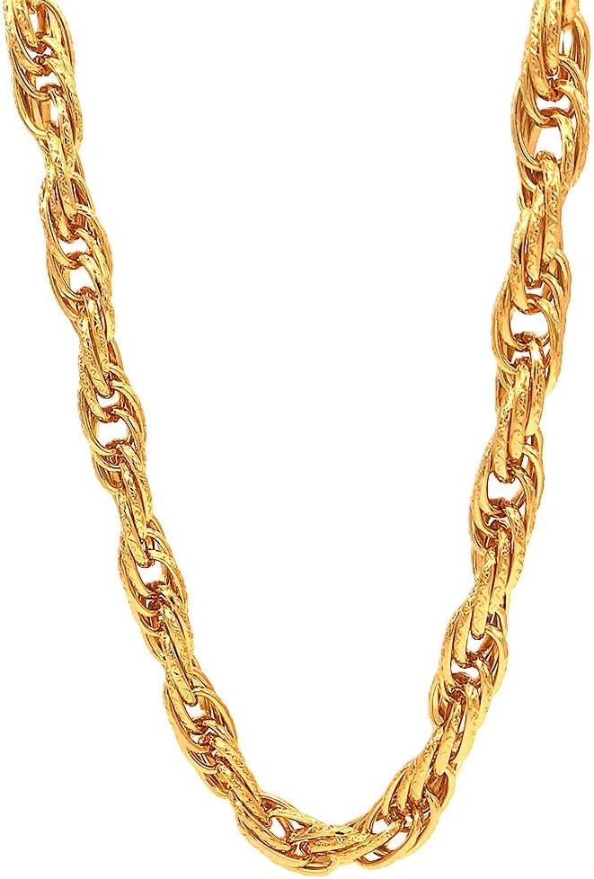 18k Gold Rope Chain 30" Long 13mm thick Big Chunky Hip Hop Gold Chains for Rapper Gangsta Rope Chain Waterproof and Tarnish-resistant Classic 80s 90s 00s Chunky Gold Chain Perfect for Costume Themed Parties and Daily Wear