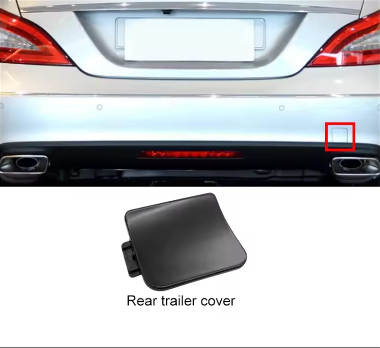 Anhängerkupplungs-Abdeckung für Mercedes-Benz CLS W218 C218 Coupé (2012–2018) – Abdeckung für Anhängerkupplungsöse am hinteren Stoßfänger (Teilenummer: 2188850723, 2188850726)