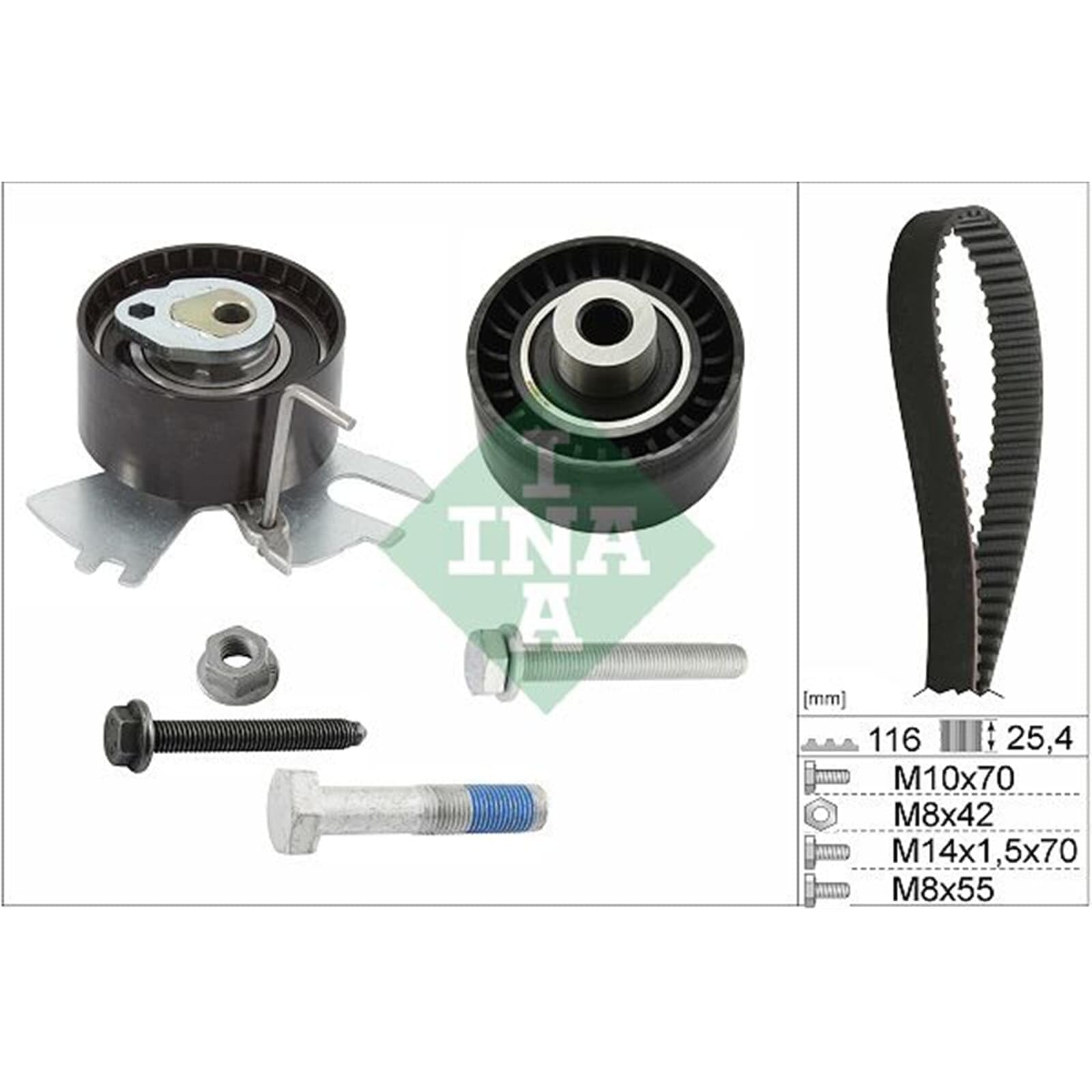 INA Kit cinghia di distribuzione 530 0558 10 29mm Compatibilità con PEUGEOT 3008 0U 308 I Hatchback 4A, 4C 5008 0U, 0E, CITROËN C4 II B7 | 3008 0U 308 I Hatchback 4A, 4C 5008 0U, 0E, CITROËN C4 II B7