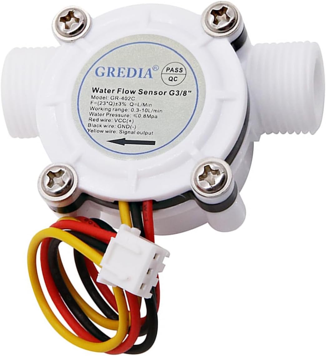 3/8" Water Flow Sensor Food-Grade Switch Hall Effect Flowmeter Fluid Meter Counter 0.3-10L/min