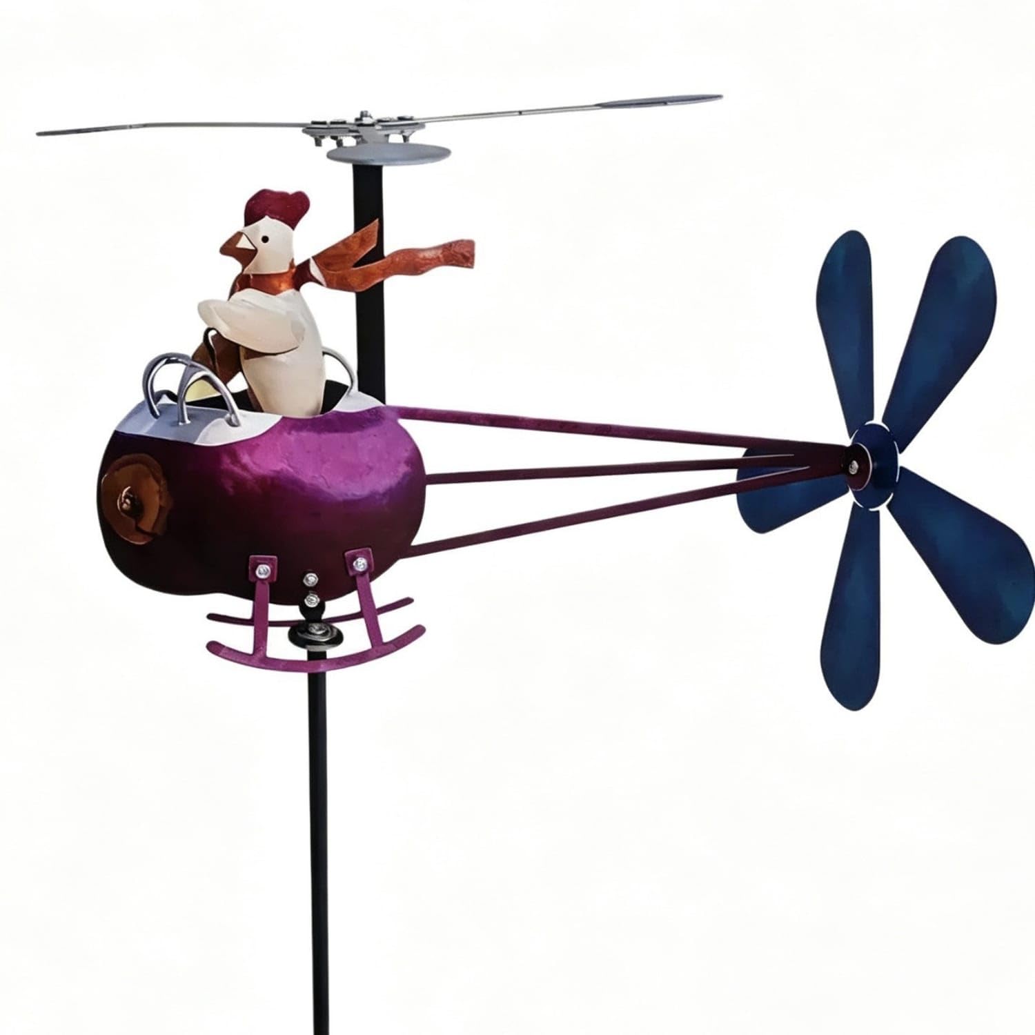 Metal Helicopter Weathervane with Chicken Decorative Weathervane with Helicopter Figurine Outdoor Weathercock Easy to use for Homeowners, Gardeners, Garden, Yard, Patio, Rooster-image-39