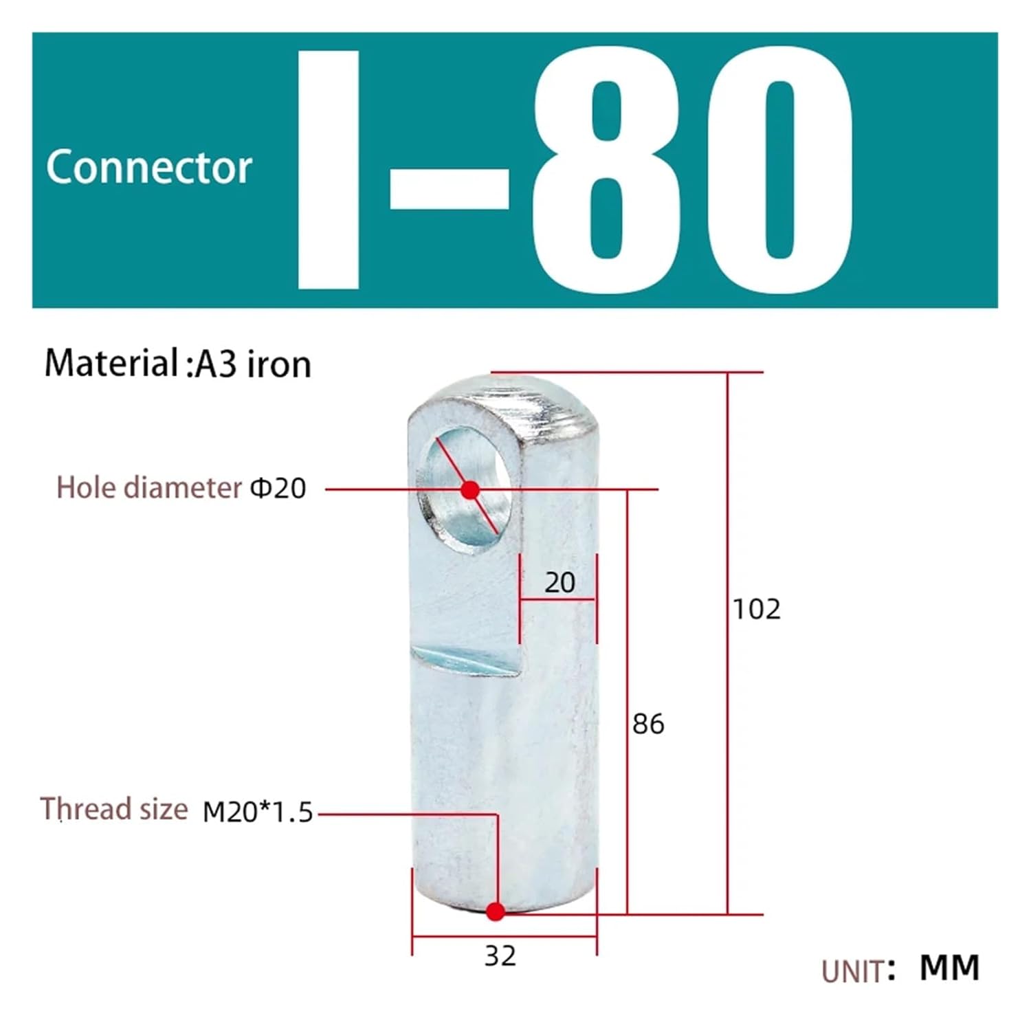Cylinder Accessories i-Type Connector I-16 I-20 I-25/32/40/50/63/80/100 Series Y-Type Pneumatic Joint(I-80)