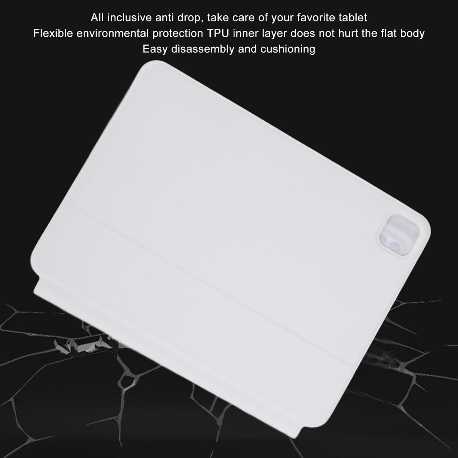 The keyboard case shown closed, emphasizing its all-inclusive anti-drop design.