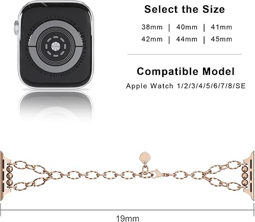 Miniatura 4 de Correa de reloj de cadena de acero inoxidable fina para Apple Watch de 1.772 in 1.732 in 1.654 in 1.614 in 1.575 in 1.496 in, pulsera delgada de