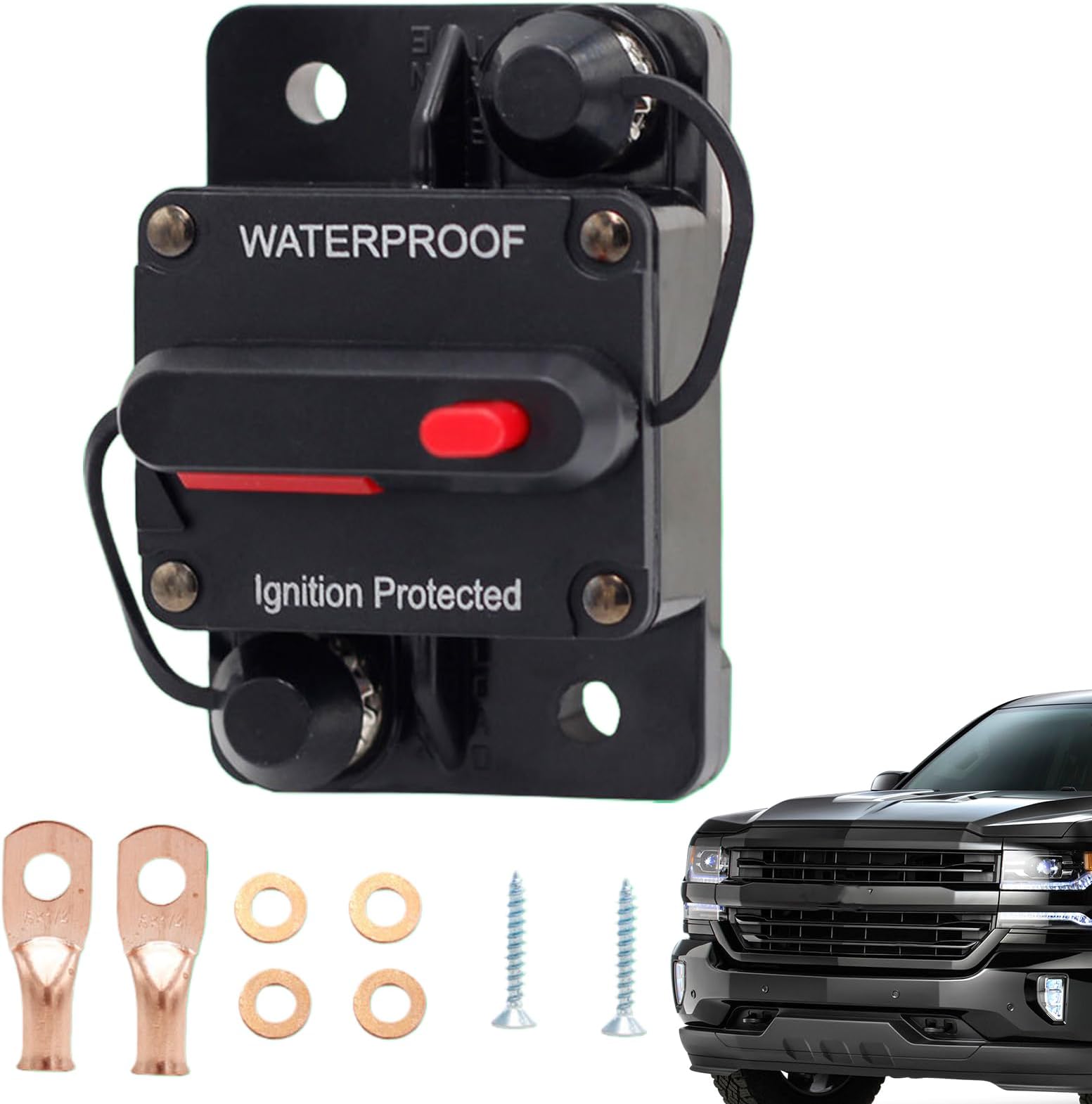 Audio Circuit Breaker | Manual Reset 12v-48v Dc for Car Audio System Protection,Waterproof Automotive Protection Switches for Marine, Truck