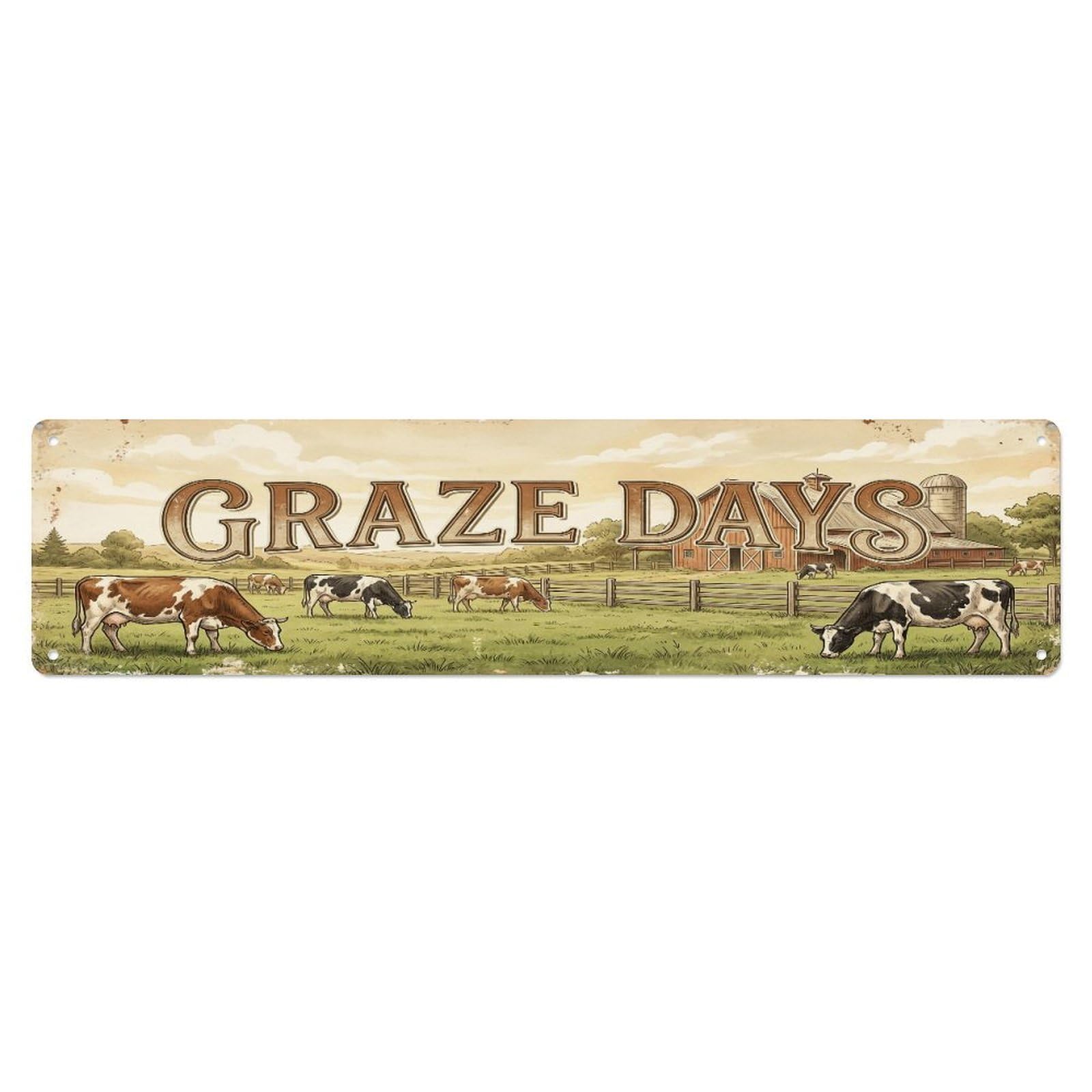 Xanthor Style Metal Tin Sign Vintage Yard Graz Cow Farmhouse Funny Cow Backyard Farm