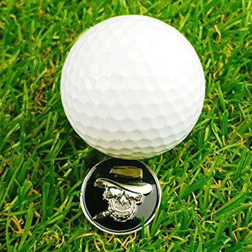 Image of Golf Ball Markers Assorted Patterns Value Pack of 12 Golf Gifts, Golf Cap Clips and Divot Repair Tools Parter Accessories Sets for Men Women Kids Golfer(Skull Ball Markers)
