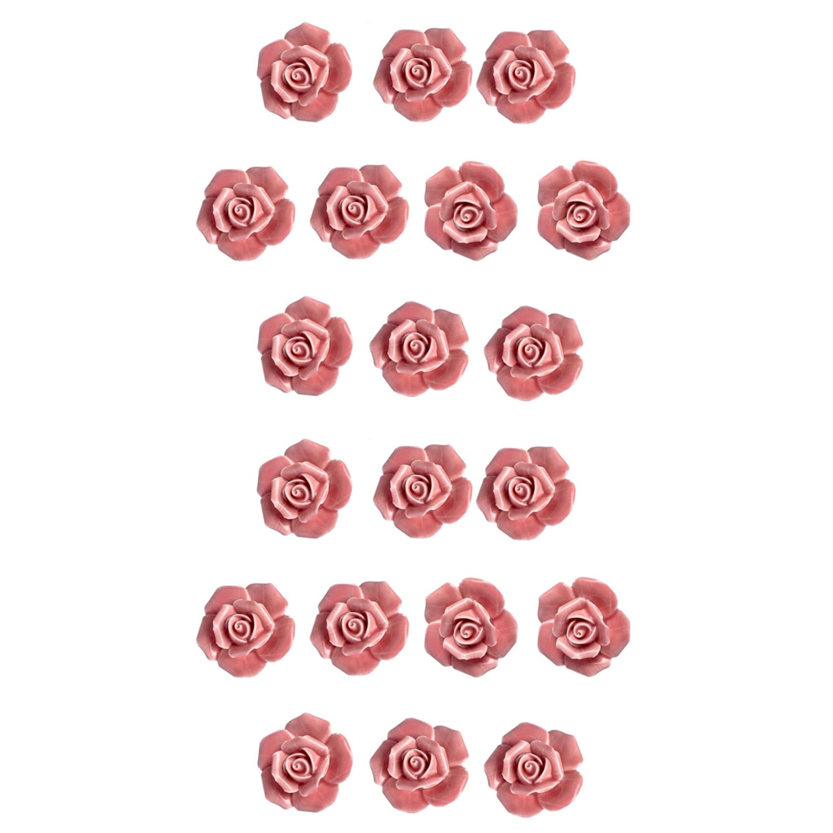 Boutons de porte fleur céramique rose cuisine 20 pièces