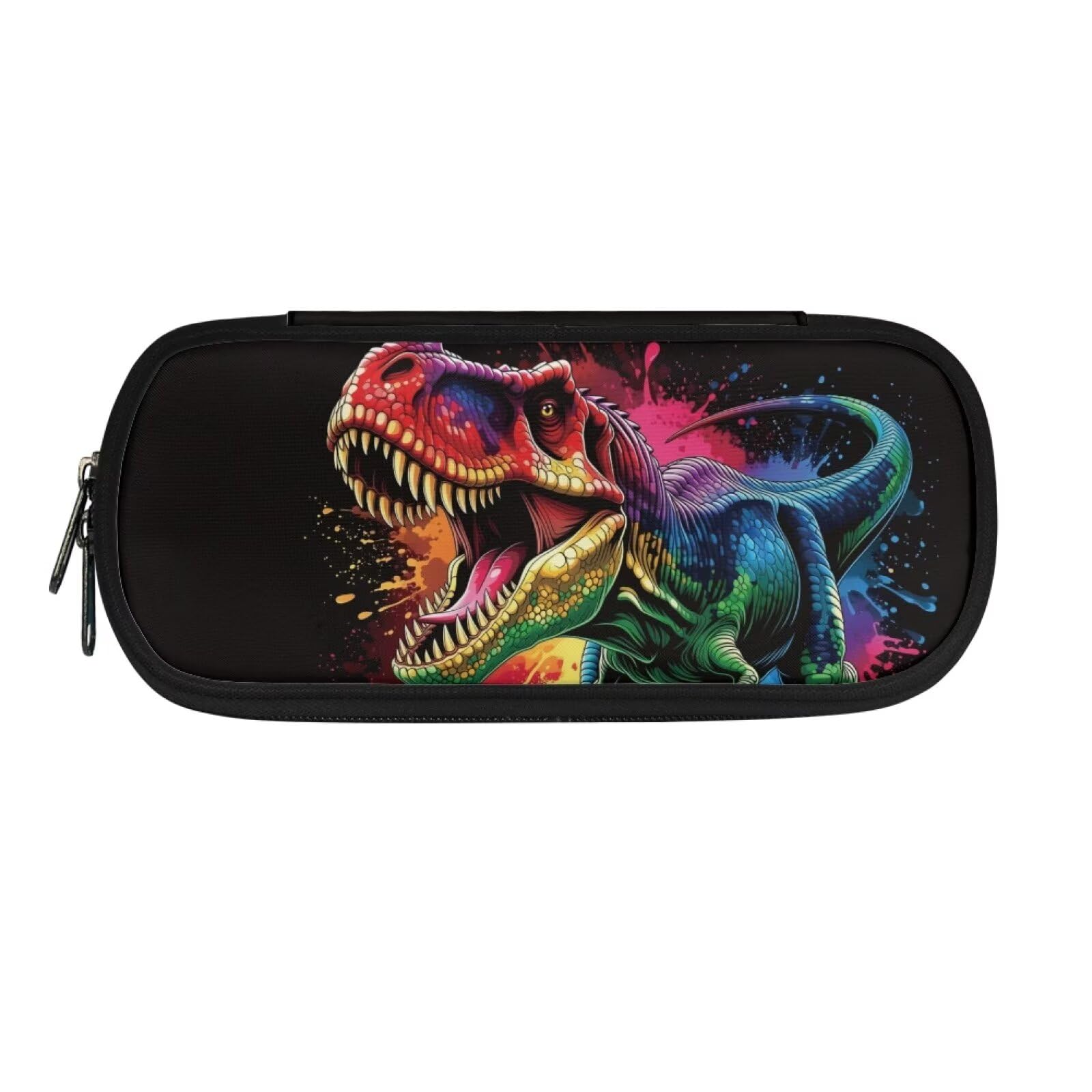HUGS IDEA Rainbow T-Rex Dino Pencil Case for Boys Office School Supplies Stationery Holder Pencil Organizer Bag Zipper Pen Case Storage Bag