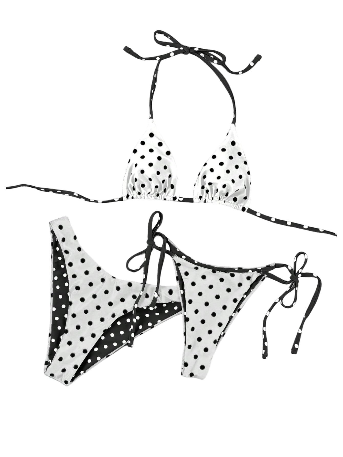 Bikini à pois triangle dos nu ajustable offrant un maintien parfait - 8
