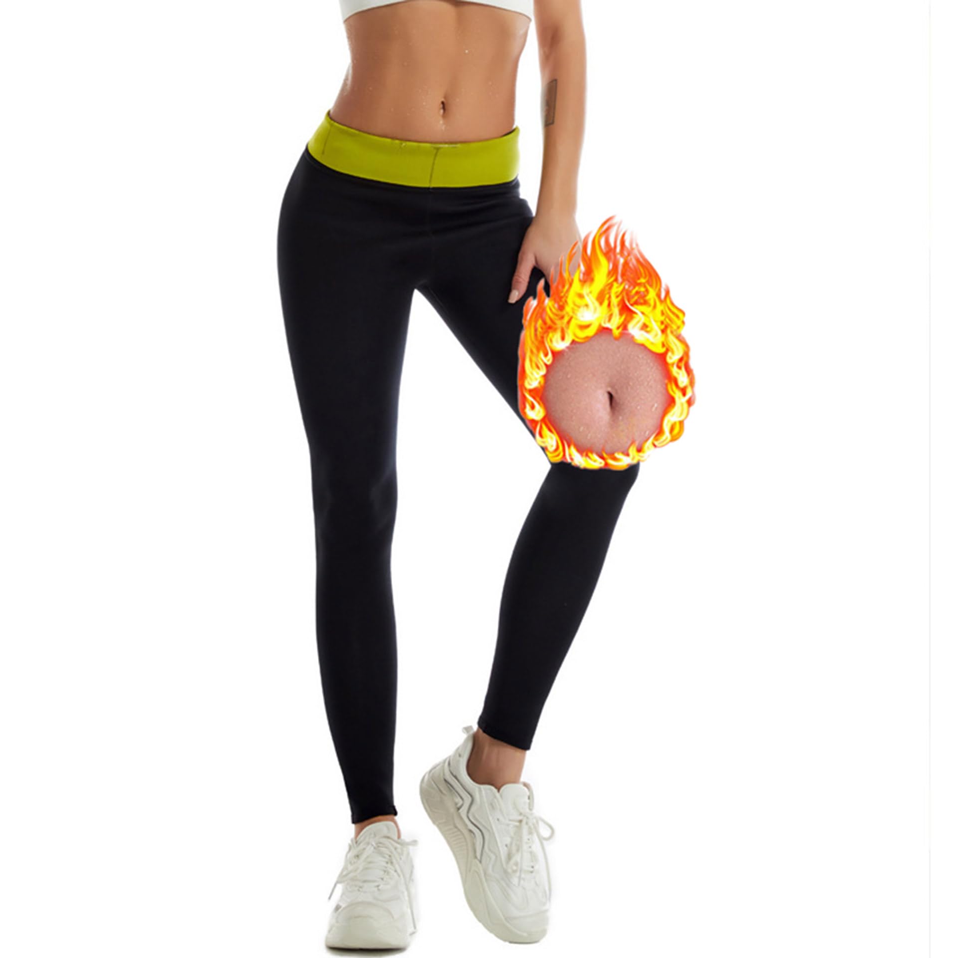 Pantaloni Sauna Dimagranti Donna, Leggings Anticellulite Vita Alta, Tuta per Sudare in Neoprene Pantaloni Snellenti Effetto Sauna per Yoga Corsa Palestra