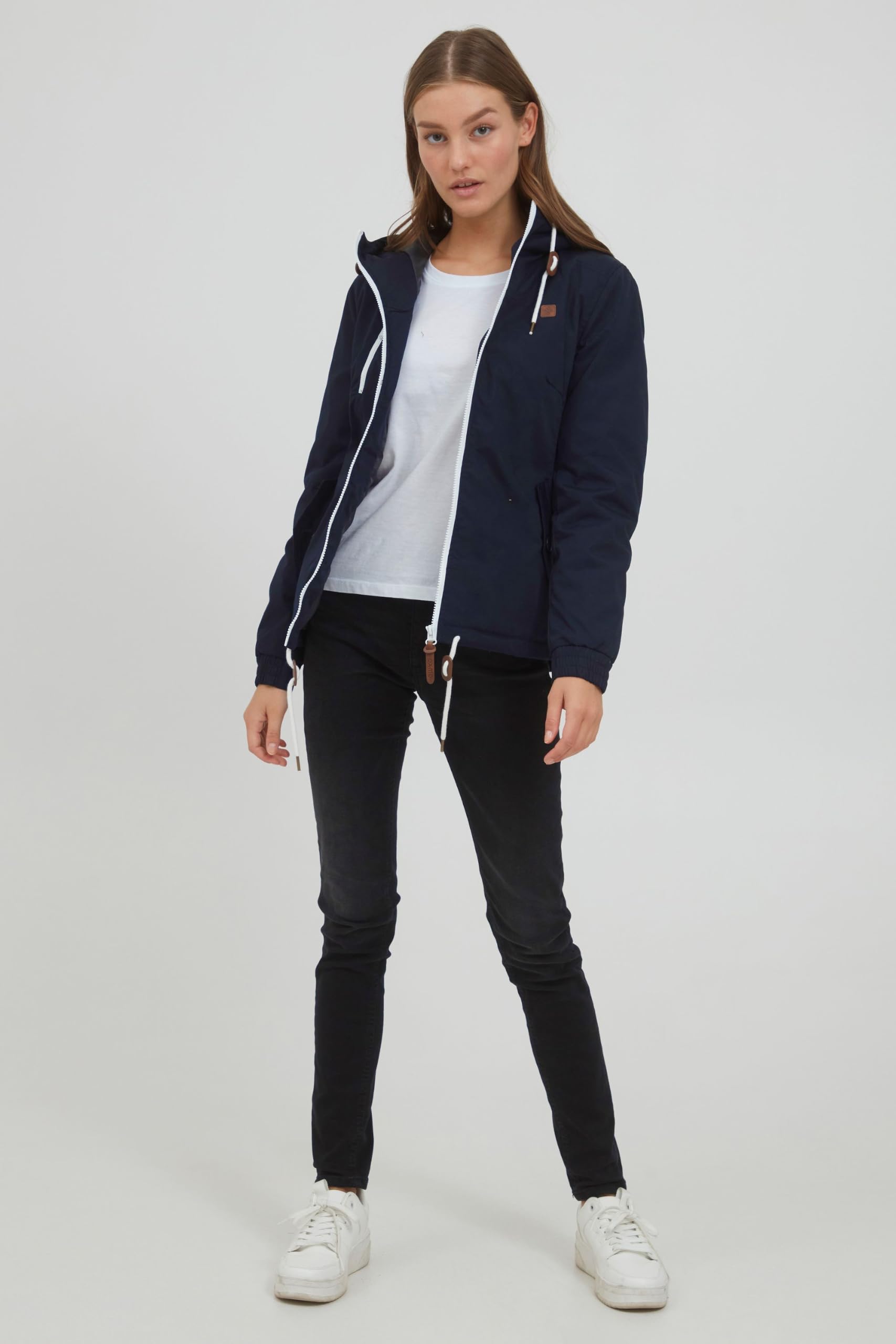OXMO OXTilda Damen Jacke Übergangsjacke mit Kapuze Kordelzügen Eingrifftaschen Regular fit